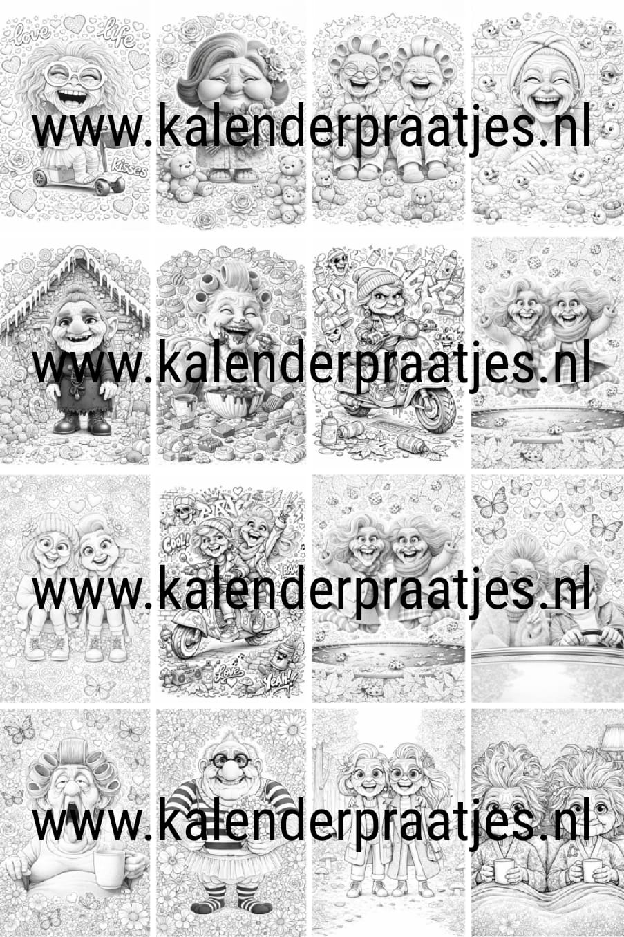 Oude wijven kleurplaten voor volwassenen DIGITAAL