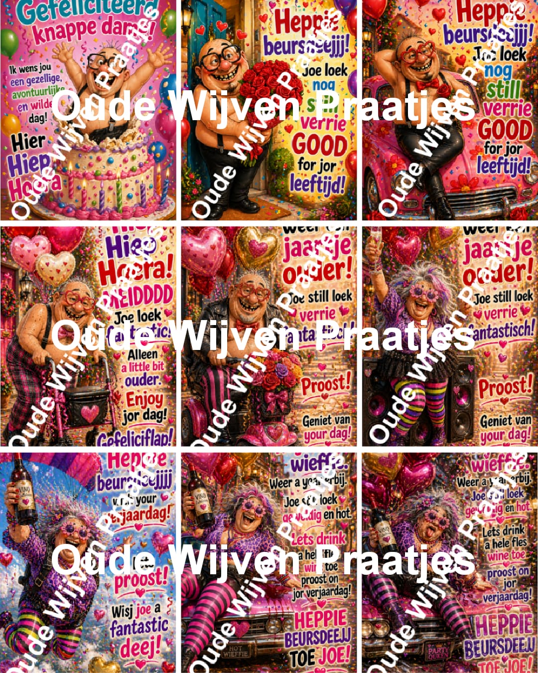 Digitale Humoristische Wenskaarten 50 stuks