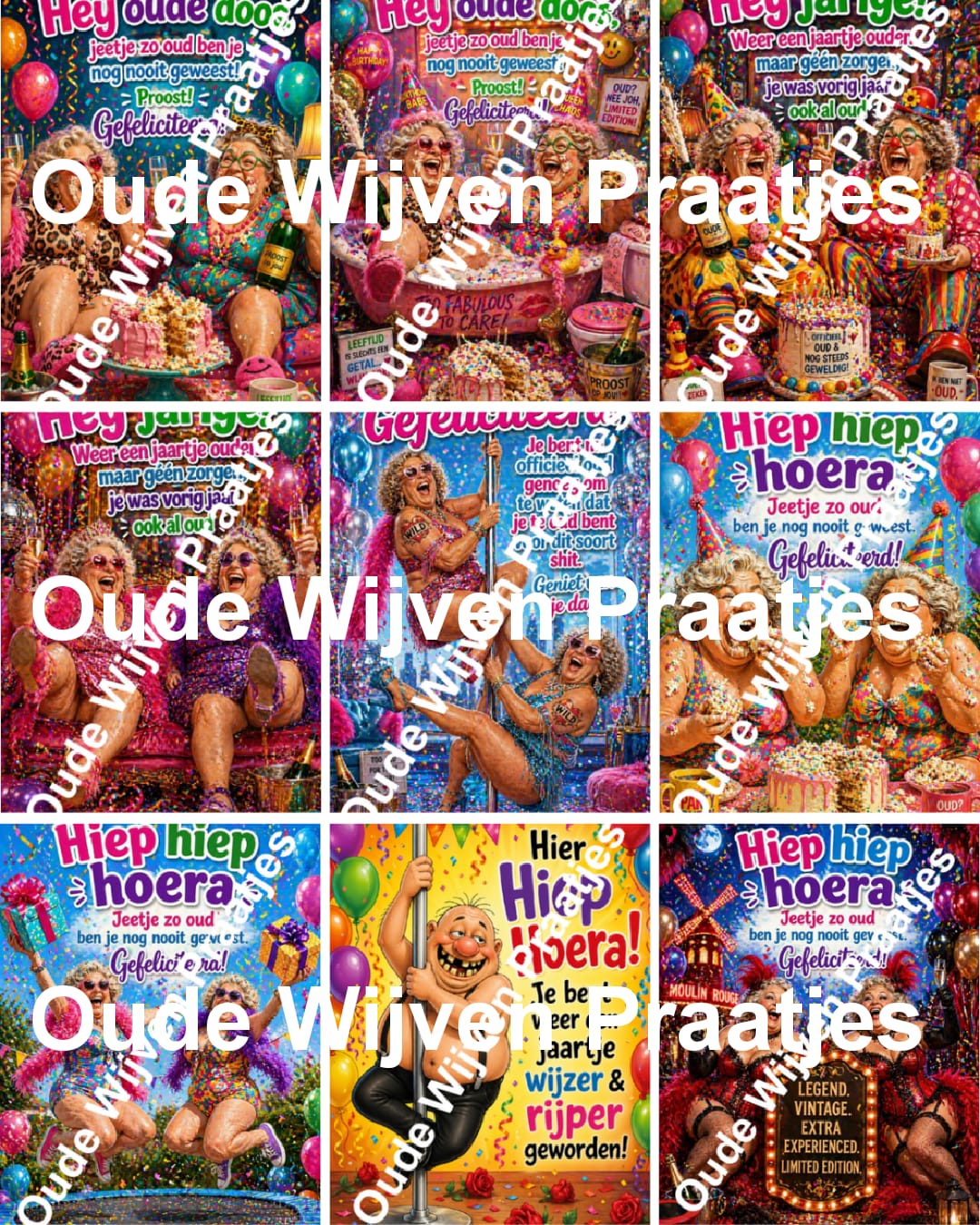 Digitale Humoristische Wenskaarten 50 stuks