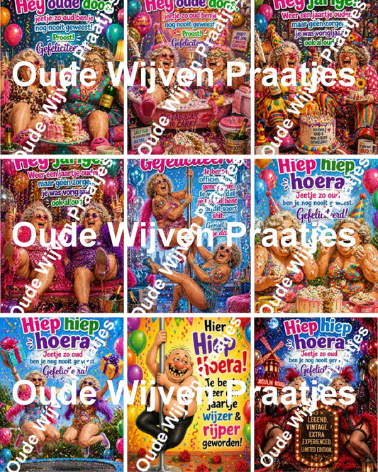 Digitale Humoristische Wenskaarten 50 stuks