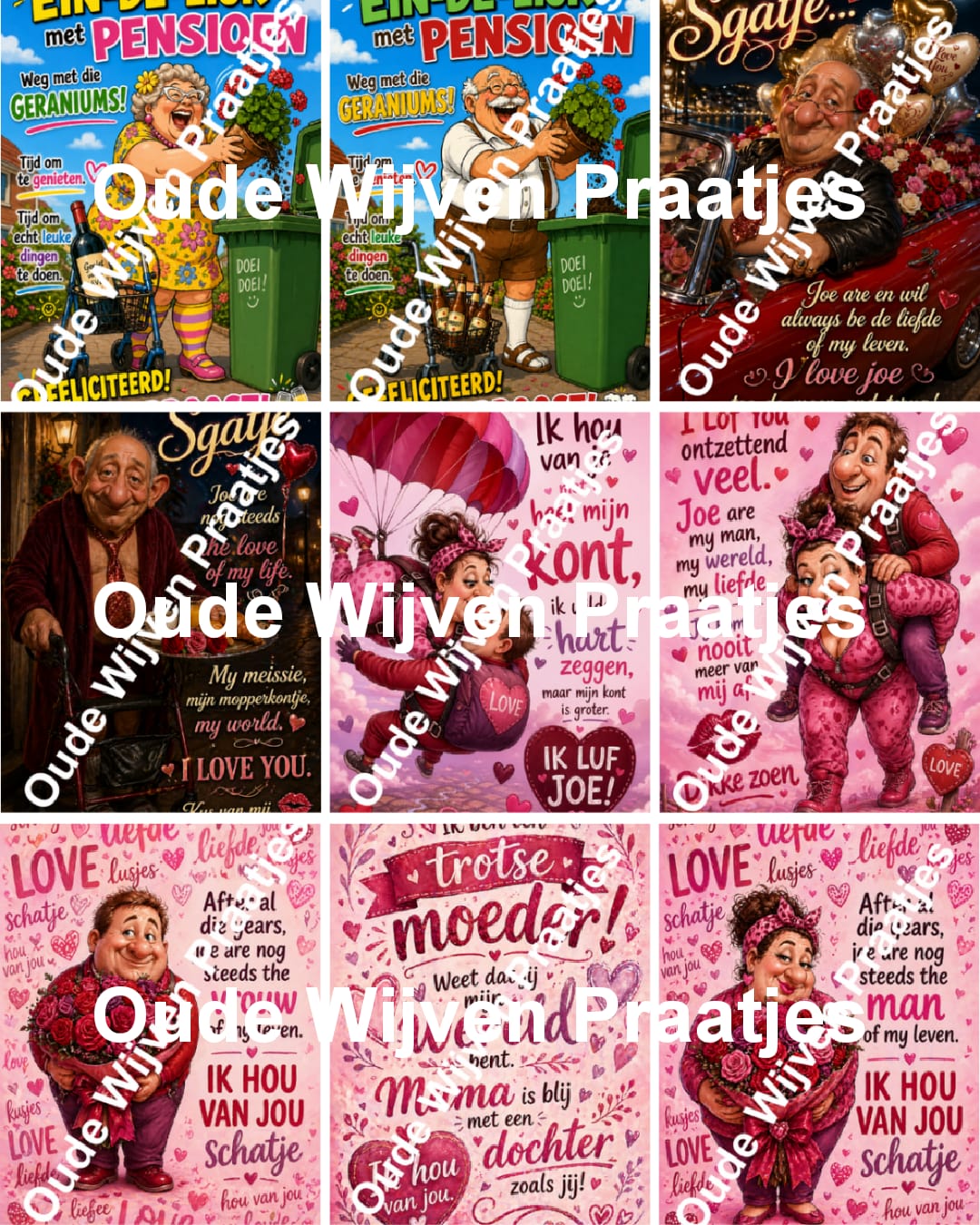 Digitale Humoristische Wenskaarten 50 stuks
